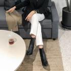 Chunky-heel Grain Short Boots