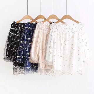 Smocked Off-shoulder Blouse