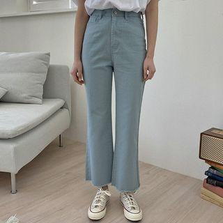 Pastel Cotton Boot-cut Pants