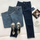 Fray High-waist Cropped Jeans
