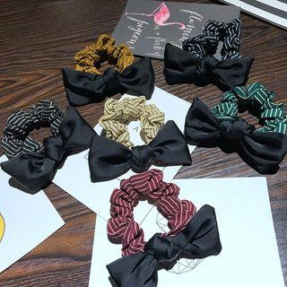 Bow Accent Striped Hair Tie