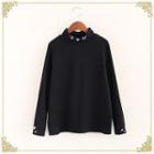 Embroidered Turtleneck Long-sleeve T-shirt