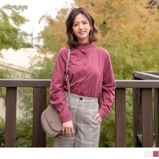 Stand Collar Long Sleeve Blouse