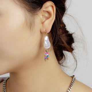 Irregular Faux Pearl Bead Dangle Earring 1 Pair - White - One Size