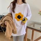 Long-sleeve Flower Patch T-shirt