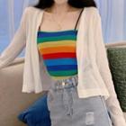 Rainbow Stripe Knit Camisole Top / Cardigan
