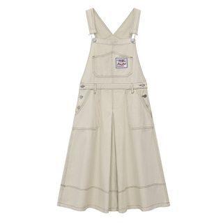 Applique Denim Midi Overall Dress