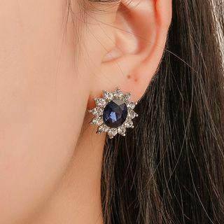 Retro Rhinestone Sunflower Earring 01 - 11095 - White Gold - One Size