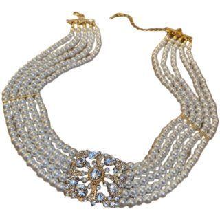 Faux Pearl Layered Necklace 1pc - White - One Size