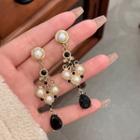 Embellished Drop Earring 1 Pair - Gold & Black - One Size