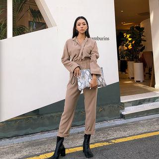 Belted-front Pocket-detail Jumpsuit