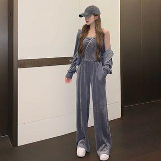 Set: Camisole Top + Pants + Zip Hoodie