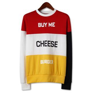 Letter Print Color-block Sweatshirt