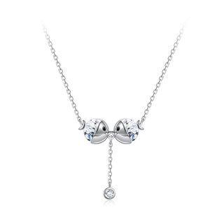 925 Sterling Silver Simple Kiss Fish Necklace With Austrian Element Crystal Silver - One Size