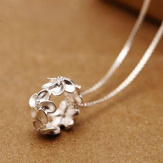 Flower Hoop Pendant Necklace