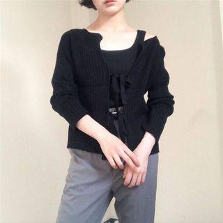 Lace-up Knit Cardigan