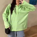 Striped Knit Polo Shirt As Shown In Figure - One Size