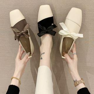 Color Block Ribbon Bow Flats