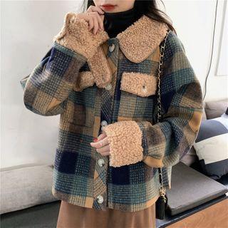 Plaid Button-up Jacket As Shown In Figure - One Size