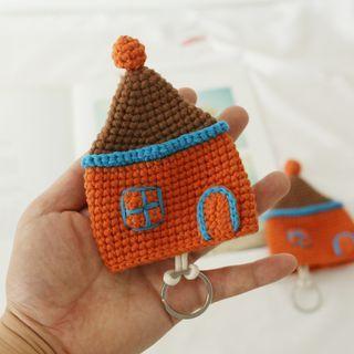 House Crochet Knit Key Pouch Orange & Brown - One Size
