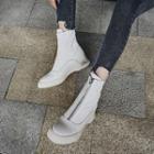 Genuine Leather Zip-front Short Boots