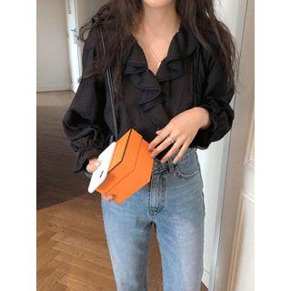 V-neck Frilled-detail Top One Size