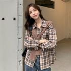 Mock Two-piece Tie-front Plaid Shirt