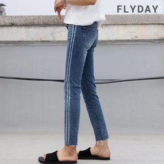 Hidden-band Fray-hem Slim-fit Jeans