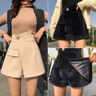 Asymmetrical Wide Leg Wool Shorts