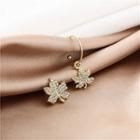 Leaf Rhinestone Asymmetrical Dangle Earring E1703-2 - 1 Pair - Gold - One Size
