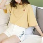 Embroidered Short-sleeve T-shirt Yellow - One Size