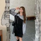 Two-tone Hooded Mini Sweatshirt Dress