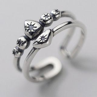 Star Sterling Silver Layered Open Ring Silver - One Size