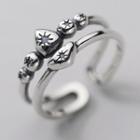 Star Sterling Silver Layered Open Ring Silver - One Size