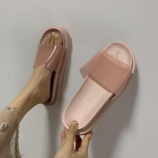 Transparent Strap Flat Slide Sandals