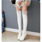 Crochet Lace Panel Stiletto-heel Over-the-knee Boots