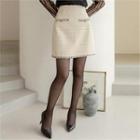 Braided-trim Tweed Mini Skirt