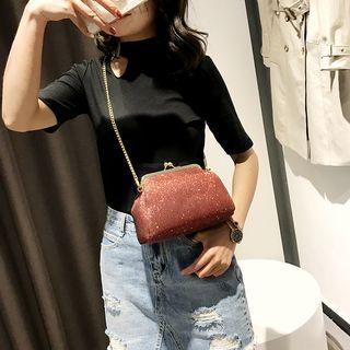 Sequined Kiss Lock Crossbody Bag