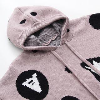 Printed Knit Hoodie As Shown In Figure - One Size