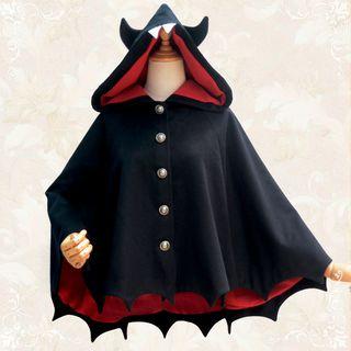 Scallop Hem Evil Ear Hooded Cape