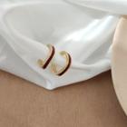 Curvy Hoop Earring 1 Pair - Gold & Red - One Size
