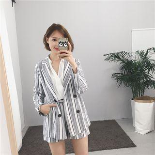 Set: Pinstripe Loose-fit Blazer + Shorts