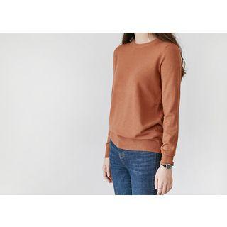 Colored Plain Round-neck Knit Top