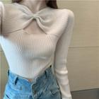 Bow Detail Keyhole Knit Top