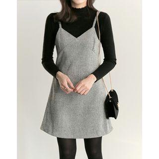 Spaghetti-strap Herringbone Dress