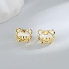 Faux Crystal Tiger Ear Stud 1 Pair - Gold - One Size