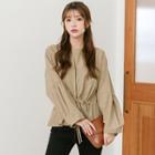 Wide-sleeve Drawcord-waist Blouse