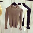 Frill Collar Long-sleeve Knit Sweater