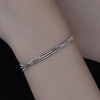 Layered Sterling Silver Bracelet With Gift Box - 1 Pc - Silver - One Size