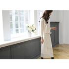 Set: Pointelle Knit Top + Band-waist Knit Skirt